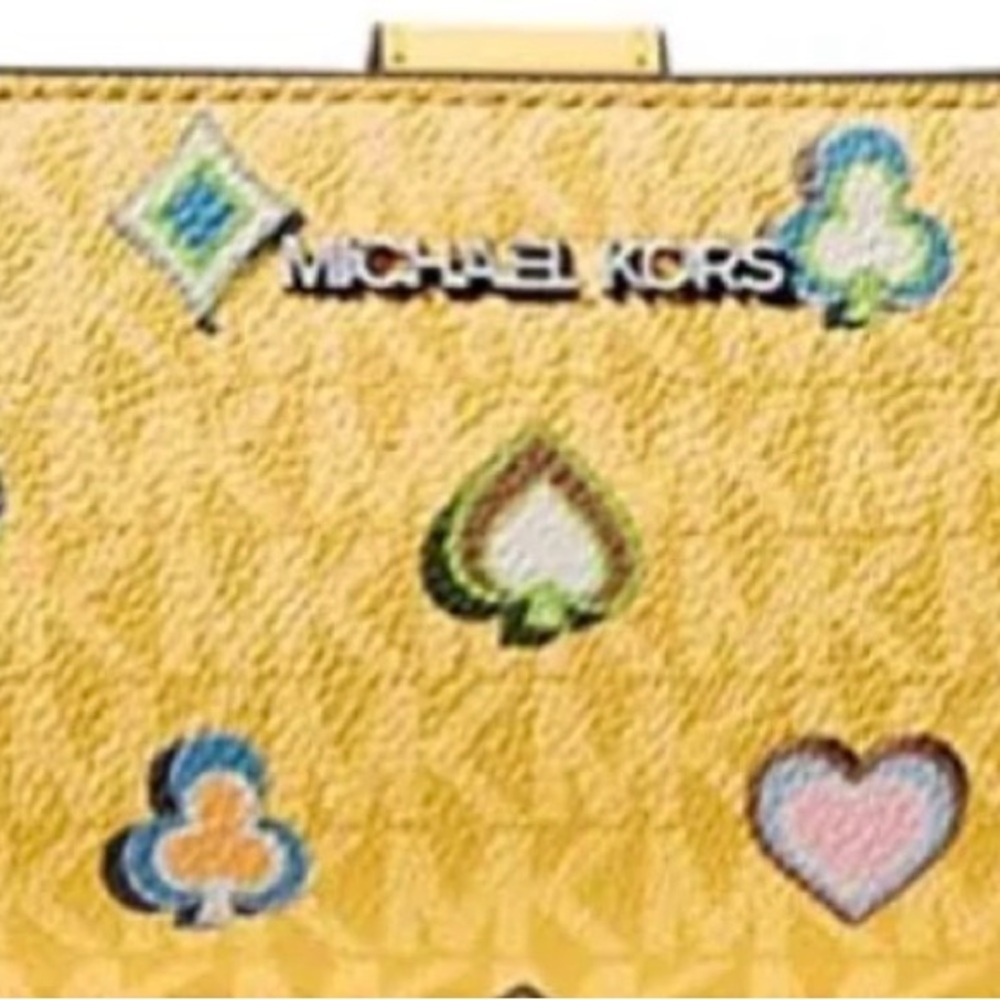 MICHAEL KORS BUNDLE Yellow Patterned Tote Bag/Wallet NWT - Picture 4 of 8